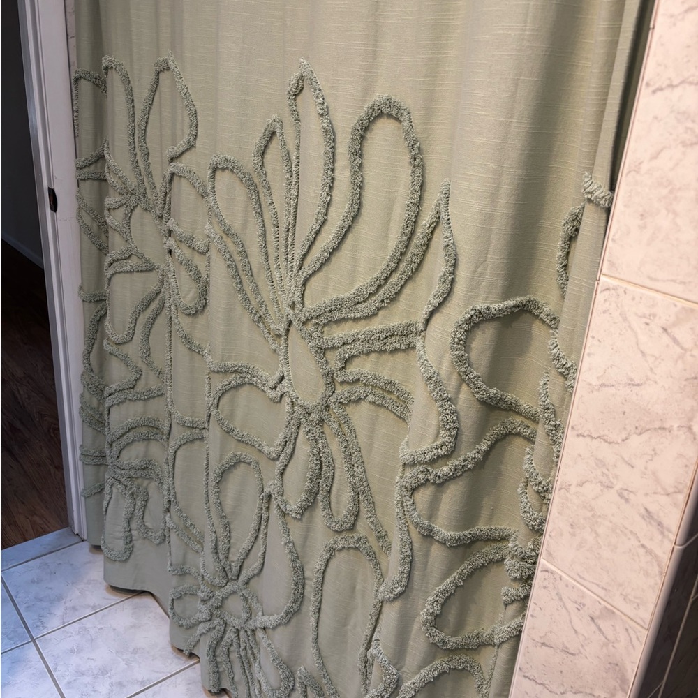 Textured Floral Shower Curtain